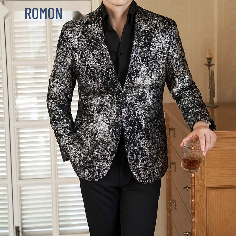 Romon Men s High-End Business Formal Sequin Suit Jacket XL