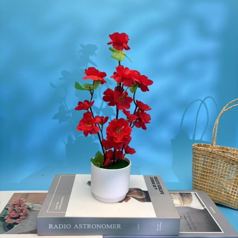 

Искусственные ветки персикового цвета Искусственные ветки цветущей сливы Одиночные шелковые цветы Сухоцветы Пластиковые цветы ярко-красный