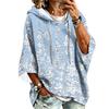 Women's Hooded Pullover Top with Three-Quarter Sleeves Floral Print Casual Fashion Top