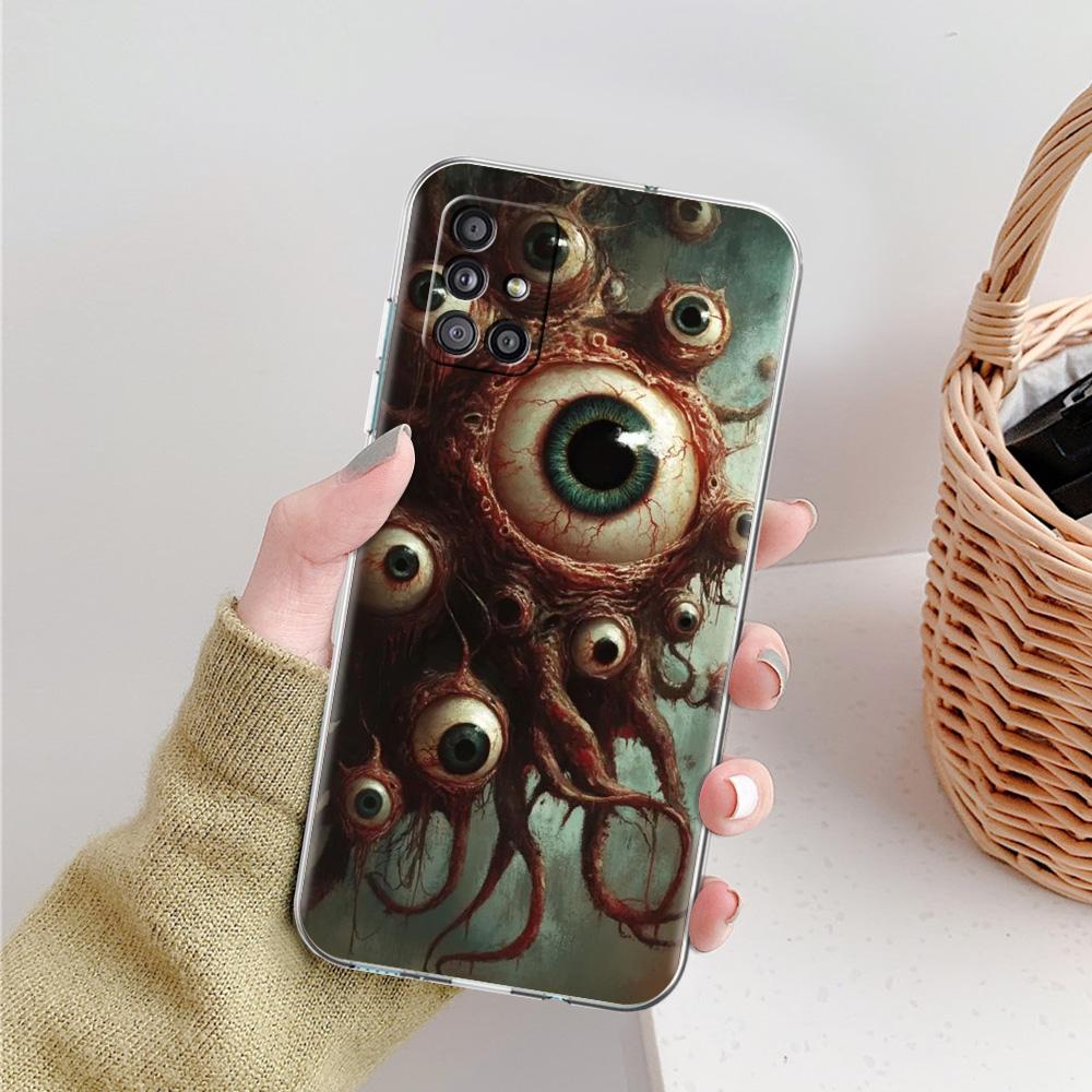 Phone Case For Samsung A15 A13 A35 A55 A51 A71 A41 A31 A21S A05 A17 A23 A25 A33 A53 A73 5G A07 4G Cover Scary Devil Eye Pattern