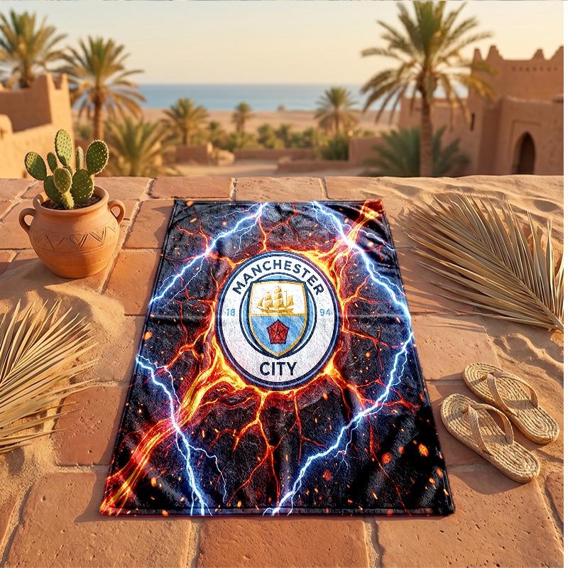 Asciugamano da Spiaggia in Microfibra con Stampa Manchester City Asciugatura Rapida Assorbente Grande Asciugamano per Spiaggia Nuoto Viaggio