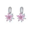 HUAMI Double Layer Flower Earrings Hoop Ear Clip With CZ Zirconia Design Big Jewelry For Wedding Women Earrings Dangle Drop