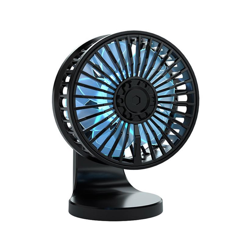 Ventilateur de voiture USB F210 à rotation multi-angle, double moteur, support de bureau pour pare-brise, refroidisseur automatique pour la maison et le bureau