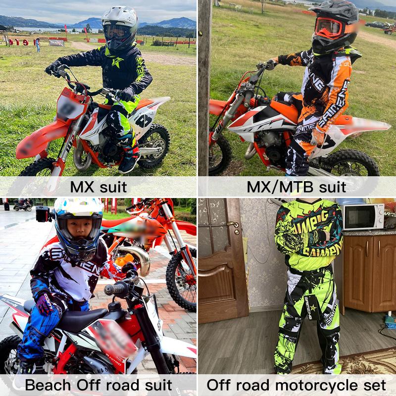 Zestaw motocrossowy dla dzieci 4 5 6 7 8 9 10 11 12 13 lat Młodzież Dziecko Motocykl Chłopiec Dziewczynka Jersey Spodnie Zestawy kombinezon wyścigowy Off-road Enduro MX MTB