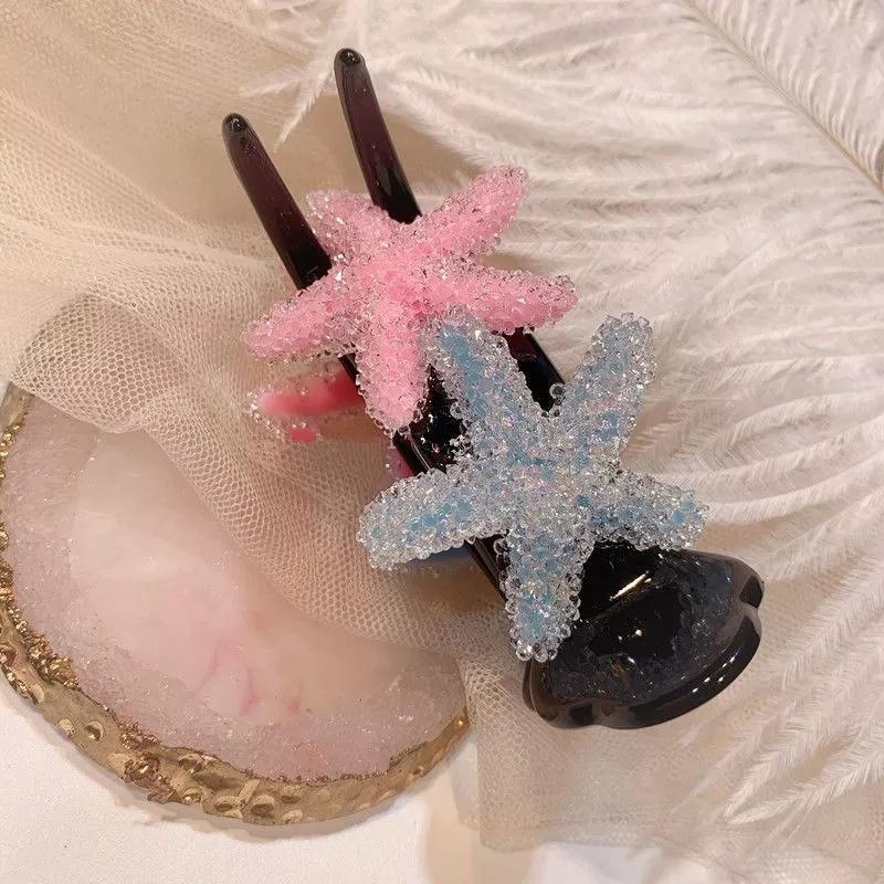 The Latest Elegant Hair Clip Crystal Starfish Crab Hair Big Hair Claw Clip Ponytail Women Hair Accessories