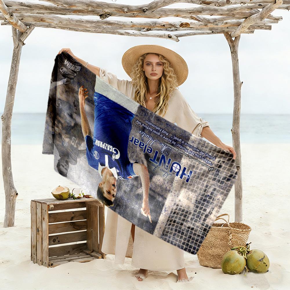 Football Player Action Beach Towel Super Soft Microfiber Quickdry Fabric Comfortable Lightweight
