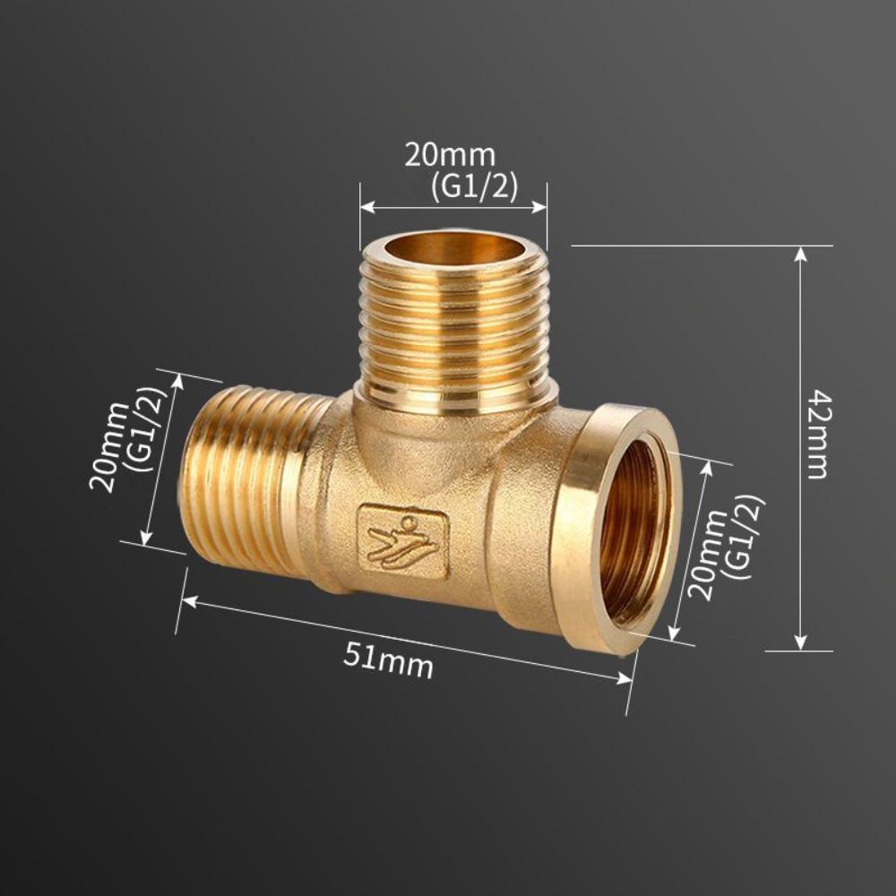 New 1/2 BSP Pneumatic Plumbing Connector Tee Type Male/Female Thread Brass Pipe Fitting Copper Fittings