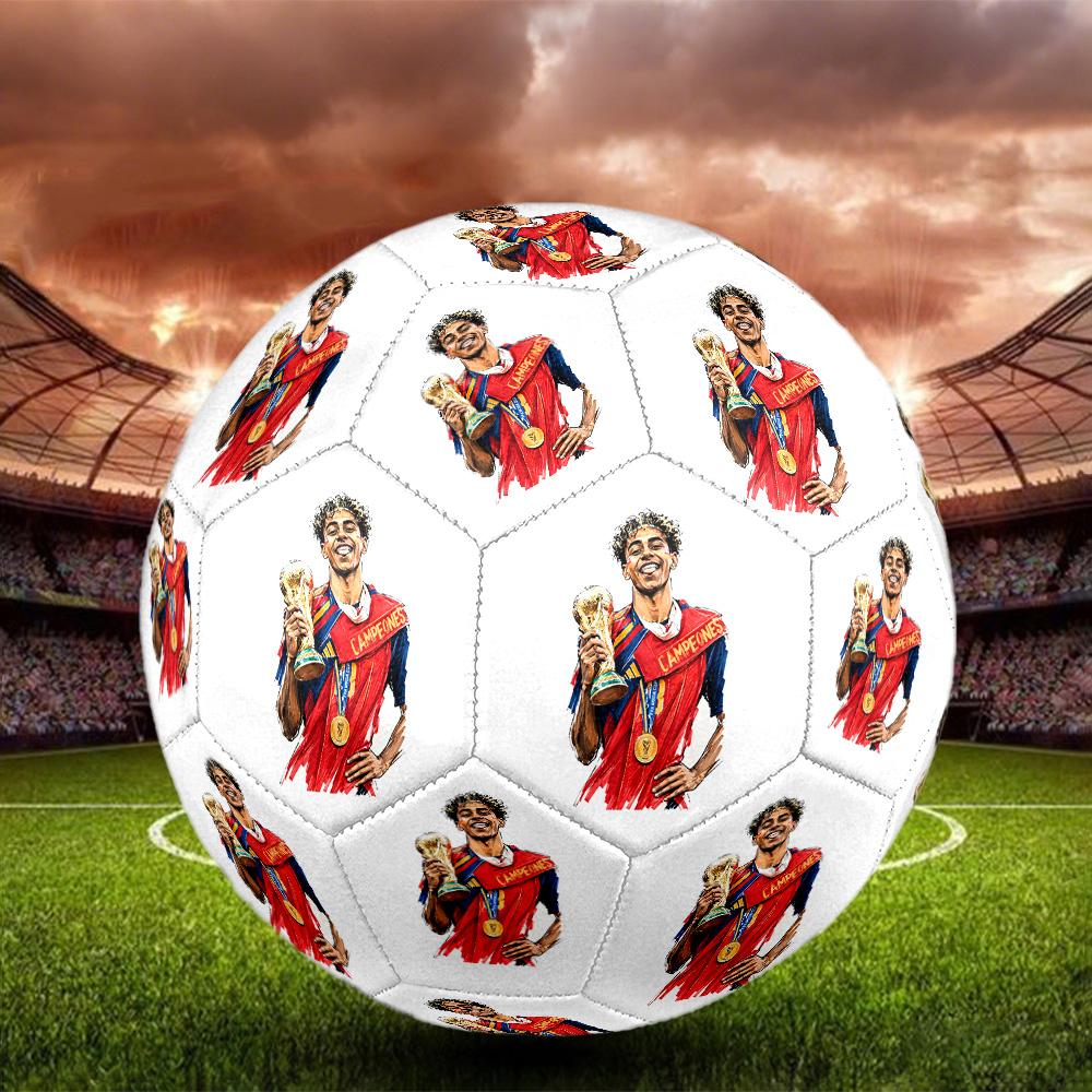 Lamine Yamal 19 Barcelona Player Action Size 5 Soccer Ball Machine-Stitched Indoor/Outdoor Training and Matches Sports Enthusiast Gifts