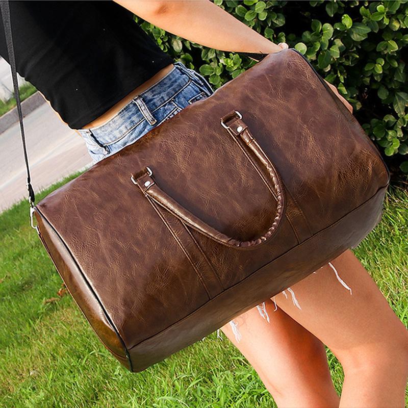 Pu Travel Bag Large-capacity Cylindrical Sports Fitness Bag Business Leisure Short-distance Business Trip Luggage Bag