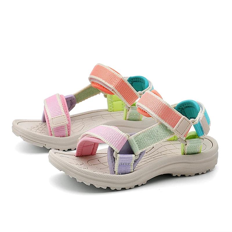 Girls Outdoor Sandals Summer Lightweight Breathable Walking Beach Shoes Open-Toe Comfortable Outdoor Sport Sandals for Kids