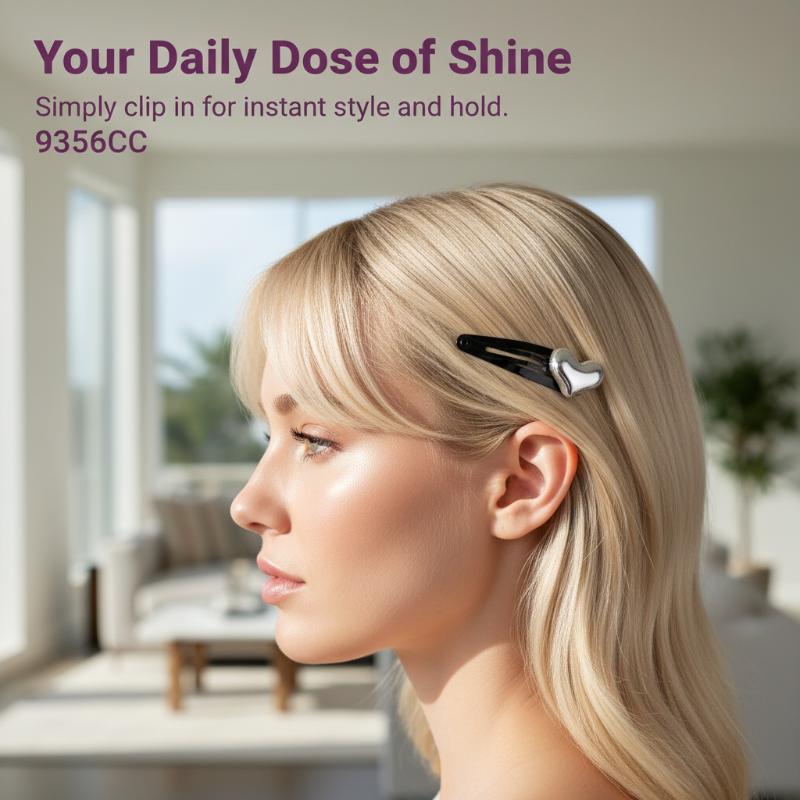 2 pezzi/4 pezzi Fermagli Neri per Capelli con Decorazione a Forma di Cuore Argentata, Carini Accessori per Capelli per Donne, Per Eleganti Acconciature Laterali