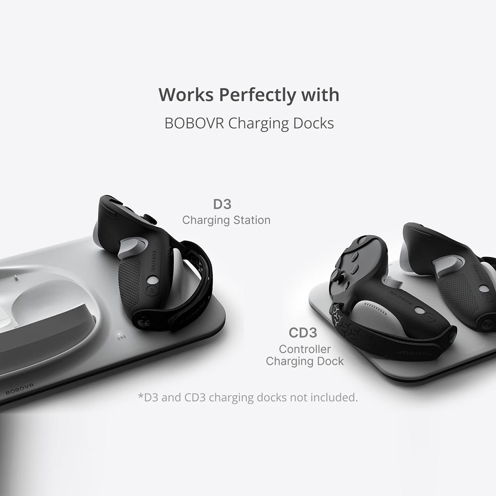 BOBOVR G3 For Meta Quest 3/Quest 3S Controller Silicone Protective Grip Cover Set with Adjustable Knuckle Strap