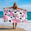 1 Pc Pink Cow Cartoon Beach Towel, Lightweight Sand-Resistant, Ideal for Beach Pool Travel, Perfect for Kids & Women