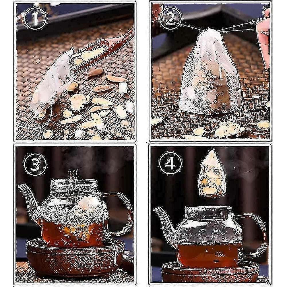 100 Pcs Disposable Empty Tea Bag Tea Filter With Drawstring For Loose Tea - Mishan