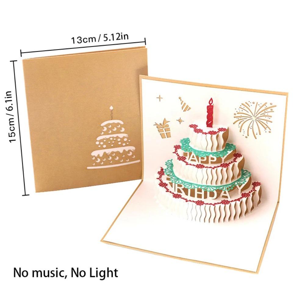 

Foldable Happy Birthday Greeting Card Pop Up Blessing Cake Holiday Card All Ages Style 5