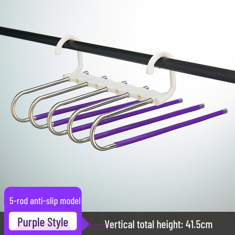Stainless Steel Multi-Layer Folding Pants Hanger with Clips - Magic Storage Rack for Wardrobe