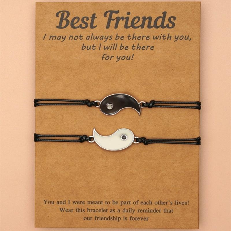 Yin Yang Eight Diagrams Bracelets Set Night Glowing Ethnic Style Hand Jewelry Link Chains for Couples and Friends