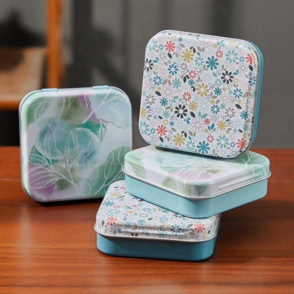 Eco-Friendly Candy Storage Box Square Shape Durable Flip Top Tin Box Metal Material Mini Sealed Jars for Home Organization