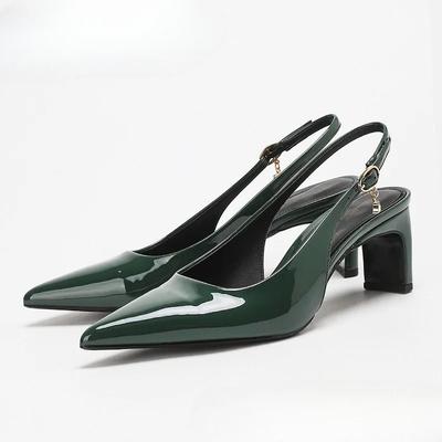 Modische Lackleder Slingback Pumps Damen Spitz zulaufende Zehenpartie Hohe Absätze Sexy Büro-Kleiderschuhe Sommer Zapatos De Mujer