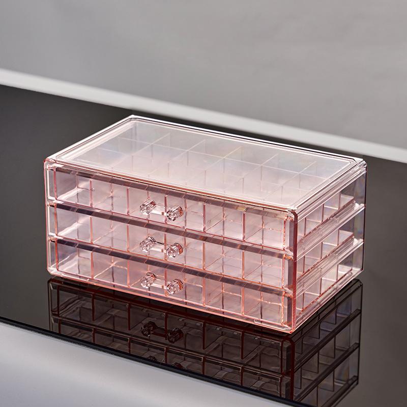 

Acrylic Jewelry Organizers and Storage Box with 3 Drawers, Clear Jewelry Box for Women, Earring Organizer for Ring Necklace очистить розовый
