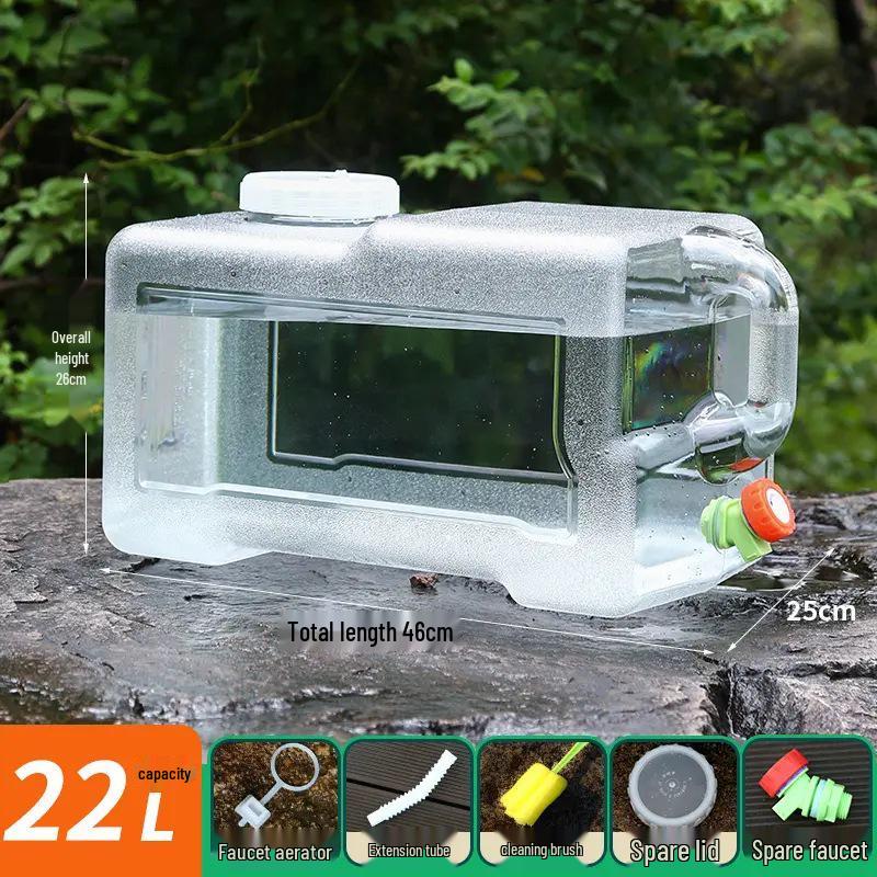 Car-Mounted Camping Water Tank: Portable Outdoor PC Bucket with Faucet, Large Capacity & Thickened for Pure Drinking Water.