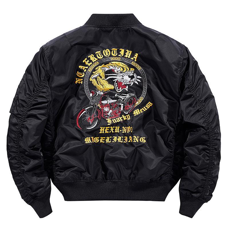 Men's New Outdoor Casual Stand Collar Aviator Men's Jacket Loose Embroidered Jacket for Men