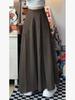 Melaard Retro Brown High-Waisted Midi Skirt: Slimming Winter Style with Minimalist Draping.