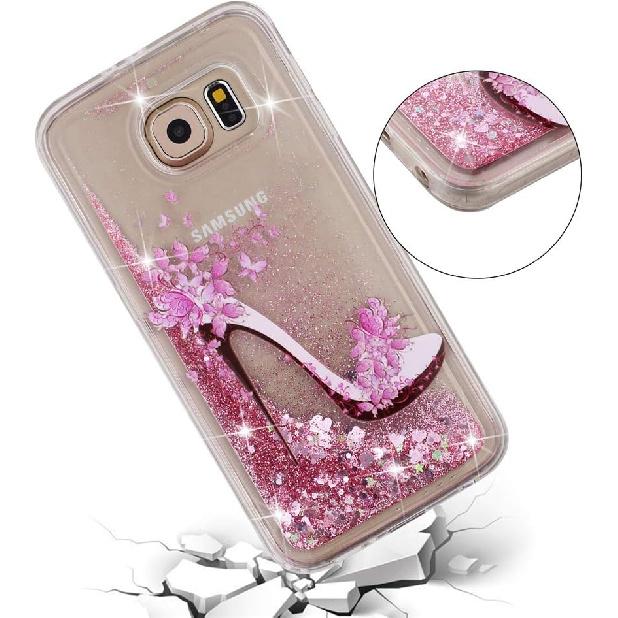 Case for Samsung S6 for Girl Glitter Sparkle Floating Shiny Quicksand Clear Soft TPU Silicone Shockproof Protective Bumper Thin Cover for Samsung