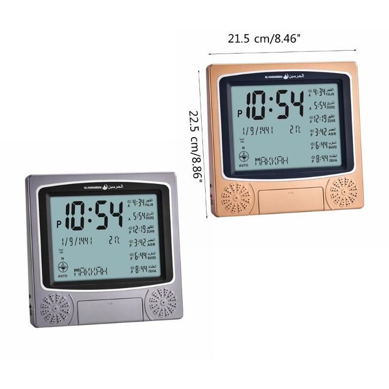 Azan Prayer Table Clock Calendar Islamic Mosque Calendar Prayer Wall Clock Alarm Temperature Display Ramadan Home Decor