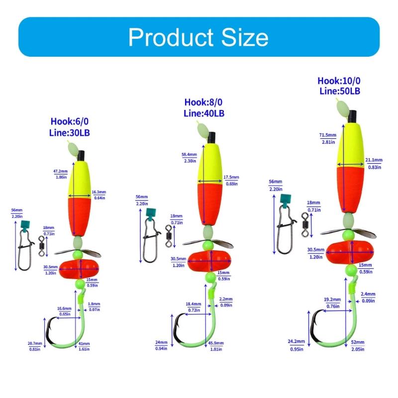 5Pcs Catfishing Rig Catfishing Float Rigs Rattle FloaterTackle for Catfishing Fishing 6/0 8/0 10/0 Circle Hook