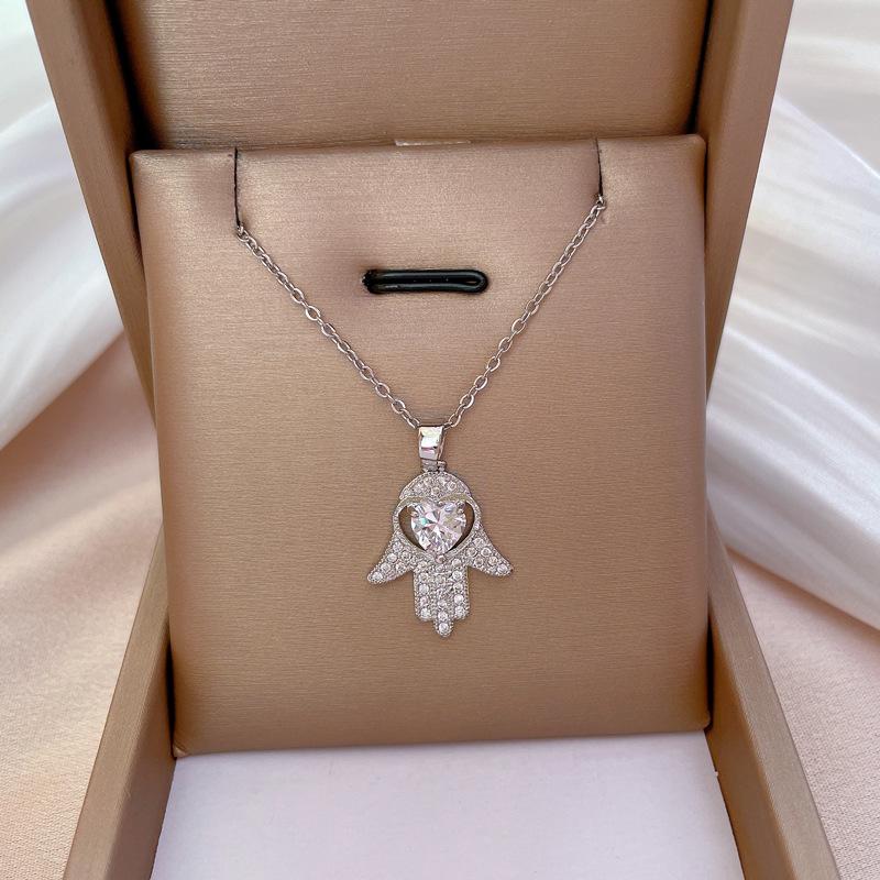 Титановая сталь, Полностью бриллиантовый квадратный циркон, Легкая роскошь, Темперамент, Великолепное полностью бриллиантовое ожерелье, Женская универсальная цепочка на ключицу, Титановая сталь