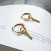 S925 Lucky Key Key Ring Piercing Gold Earrings P0895W