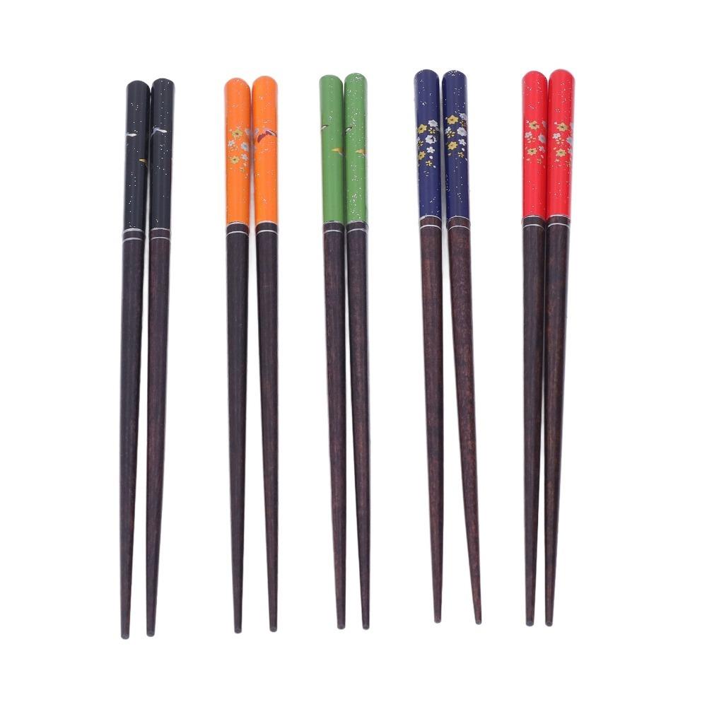 5Pair Smooth Food Chopsticks Wood Meal Eating Sticks Easy To Grip Chopstick Set Meal Use
