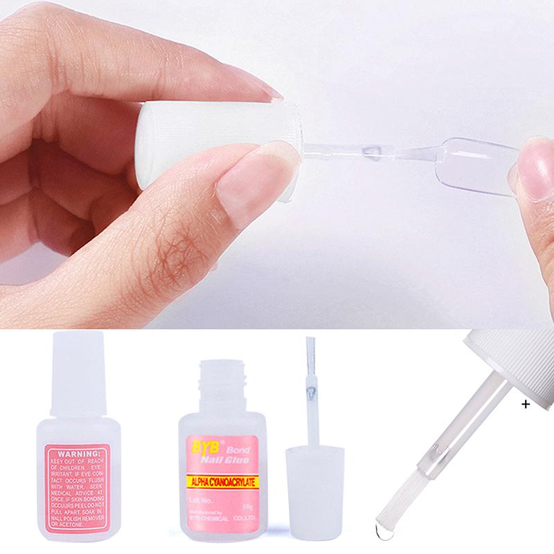 Nail Glue With Applicator Brush Clear Strong Adhesive Acrylic False Tips Tool