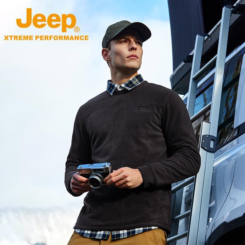JEEP Men s Windproof Warm Stand-up Collar Fleece Jacket M