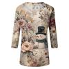 Women's Tops Three-quarter Sleeve Shirt V-neck Loose Casual Shirt Print T-shirt