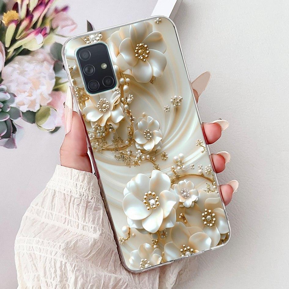 For Samsung Galaxy A71 Case SM-A715F Cover Fashion Butterfly Flower Soft Clear Silicone Phone Cover For Samsung A51 A 51 5G Capa