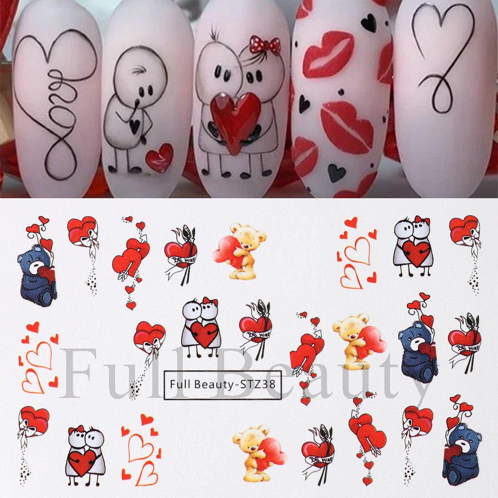 Nail Art Stickers Ins Valentine's Day Romantic Bear Love Letter Love Tree Watermark Sticker