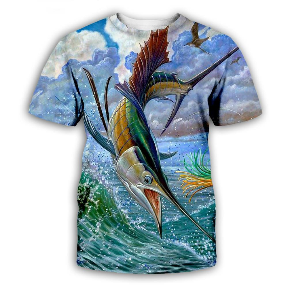 Summer Fishing 3D Print T-Shirts Men Women Hip Hop Short Sleeve T Shirt Oversized Outdoor Tees Harajuku Y2k Tops S Clothing