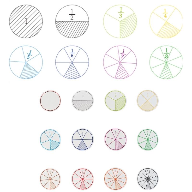 Educational Fraction Discs From 1/2 to 1/12 Fractions Circles Math Learning Tool For Fraction Mathematics Teaching