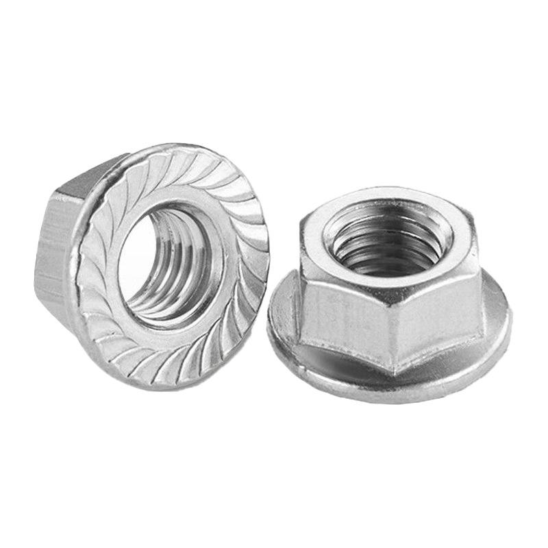 304 Stainless Steel Anti-Slip Hex Flange Nut with Washer & Locking Teeth