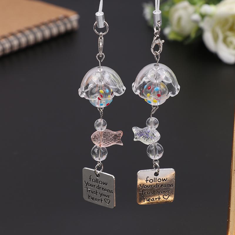 Transparent Keychain Cute Goldfish Wind Chime Pendant Keyring Phone Lanyard Kawaii Bag Decorative Accessories Home Decorations