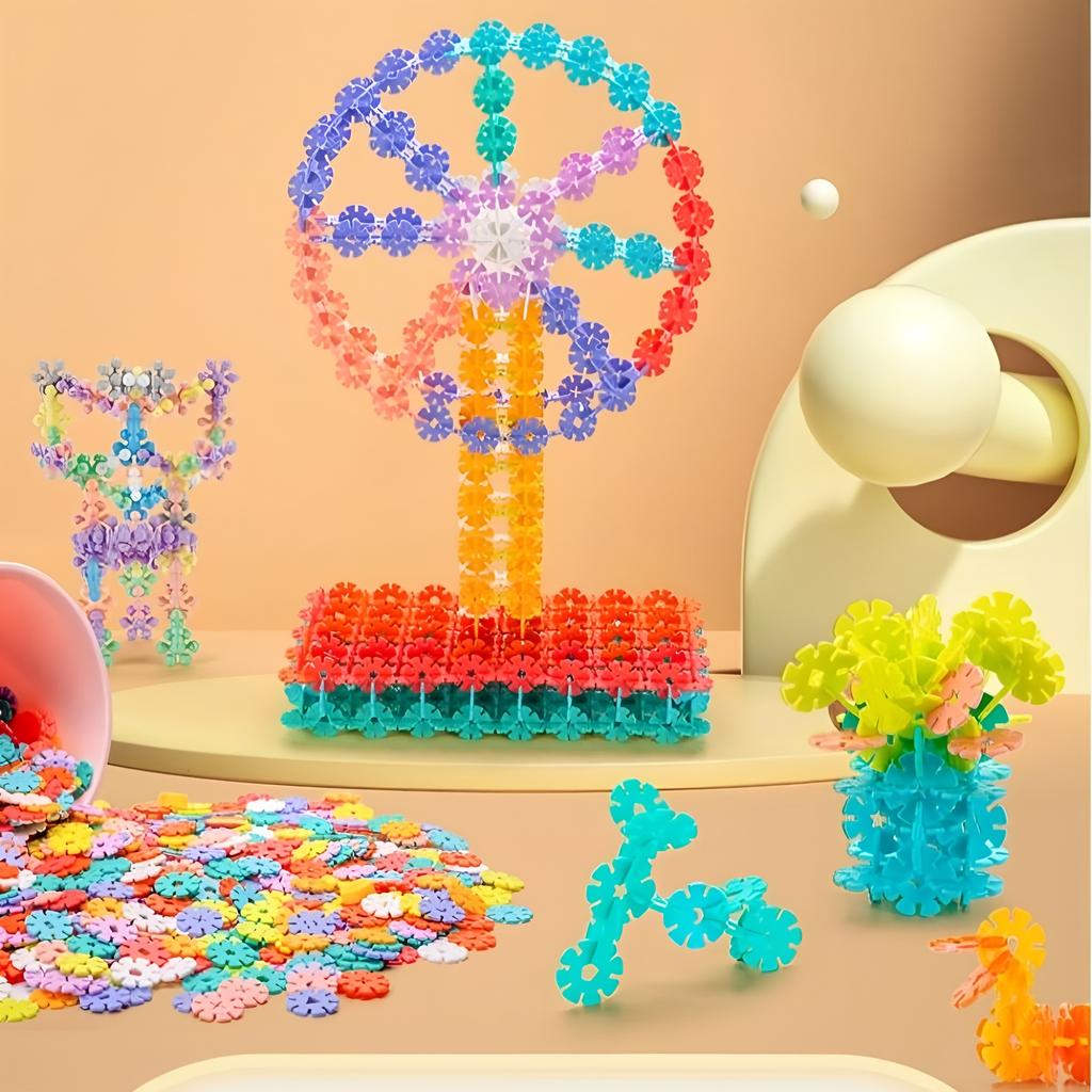 Children's early education insert bag Snowflake building block set, children's educational building blocks, children's DIY toys