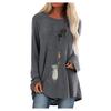 Women Fashion Plus Size Print Round Neck Long Sleeved Long T-shirt Blouse