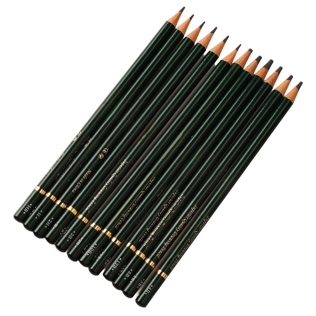 12Pcs Sketch Pencils Kit 12B to 2H Art Graphite Pencil for Kids Adults Beginners Drawing Sketching