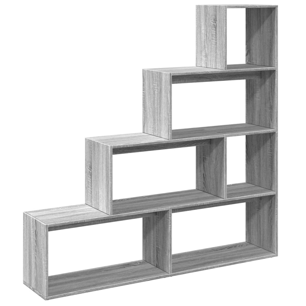 Room Divider Bookshelf 4 Tier Grey Sonoma 143.5 x 29 x 143.5 cm