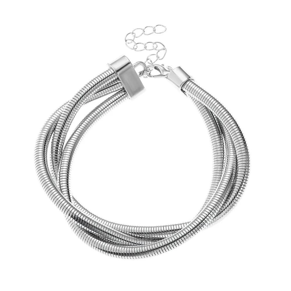 

Alloy Exaggerated Snake Bone Torques Bracelet Multi-layer Bangle for Women Men Fashion Punk Metal Chain Bracelet Party Jewelry серебряный