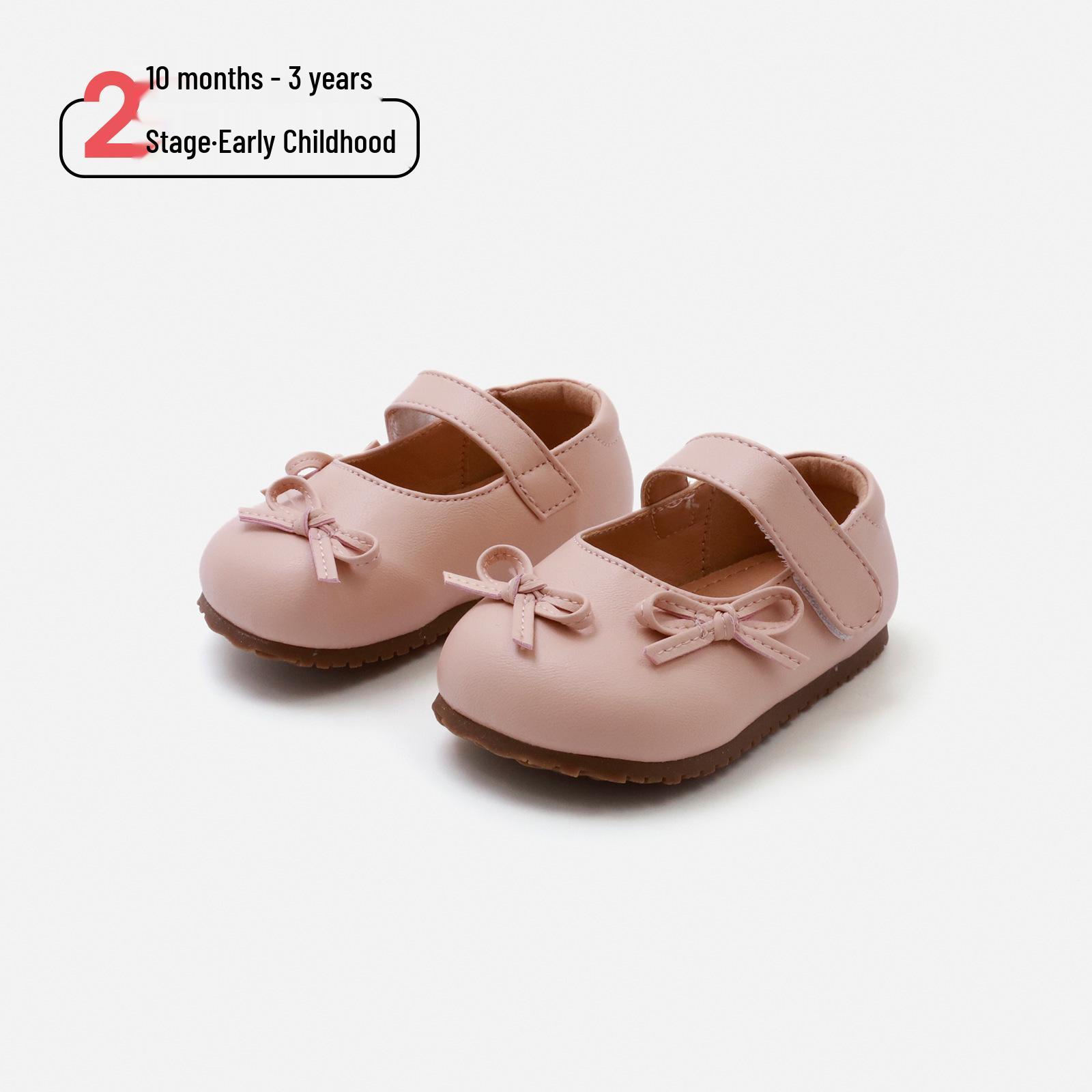 

2026 Spring Baby Girls Bow Pre-Walker Princess Shoes, Soft Sole Toddler Flats Size 18 / 13.5cm inner length рожевий