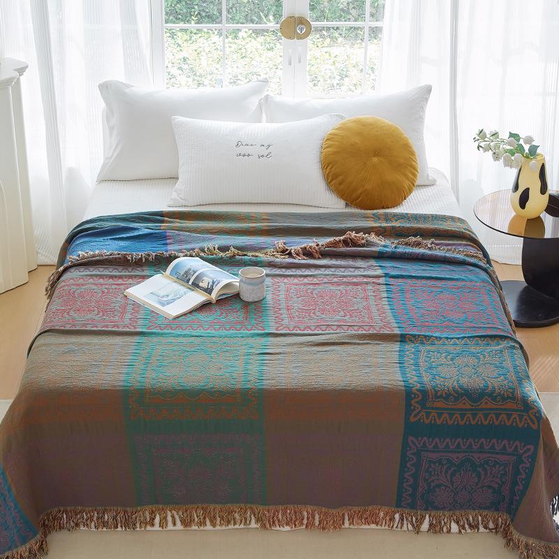 Multi-layer Cotton Gauze Throw Blanket Machine Washable Towel Quilt Summer Sofa Office Nap Air Conditioning Cover Blanket Household Sofa Towel