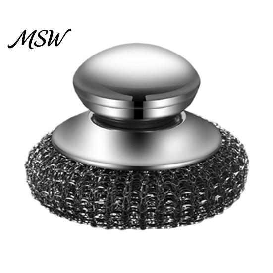 Non Slip Handle Cleaning Brush Stainless Steel Pot Brush, with Detachable Head, Ergonomic Scrubbing Multi Purpose Wire Scrubber Dish Scrubber, Small